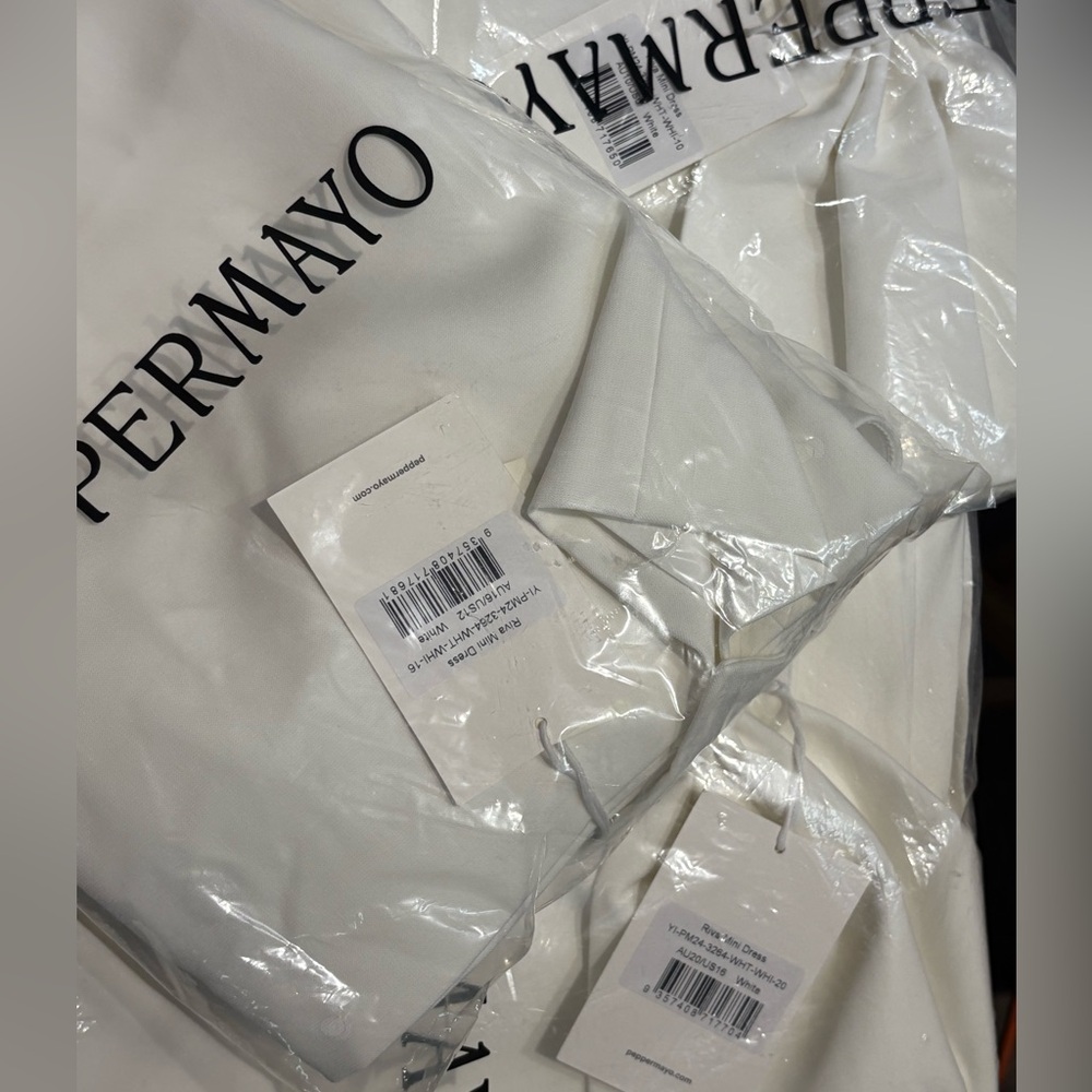 Peppermayo NWT Bow Detail Riva Mini Dress White Sz 6, 12, 16 - Picture 6 of 12